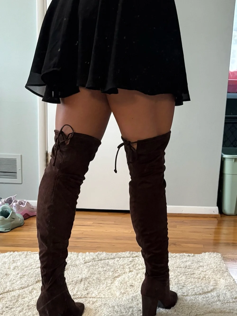 Women's Over-the-Knee Brown Suede Block Heel Boots NEW
